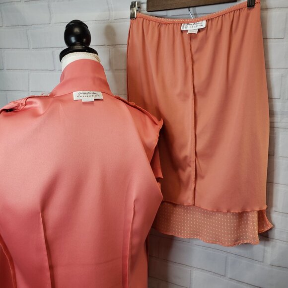 Cute Vintage 90s Y2K Giorgio Fiorelli 2 Piece Pink Blazer with Skirt Set L 12 - Picture 5 of 7